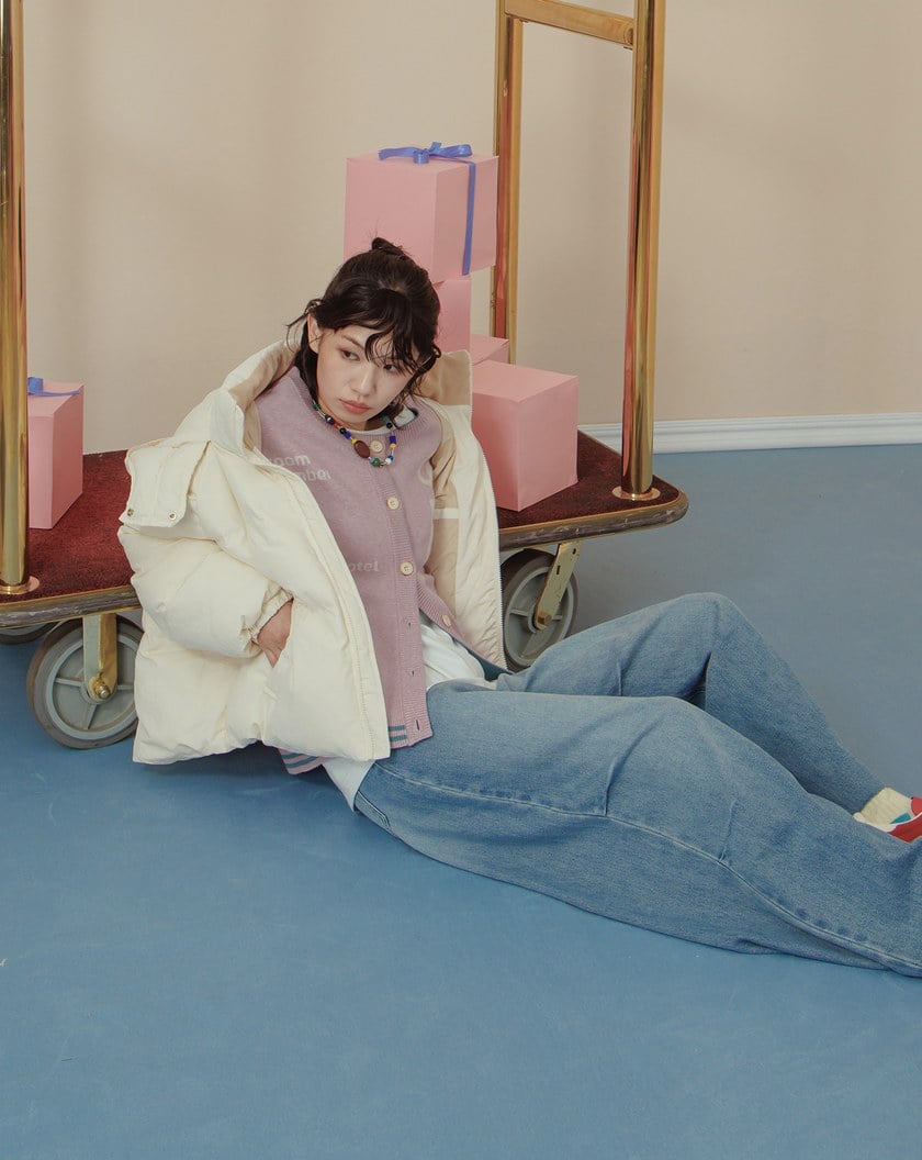 ➤撞色蓬蓬連帽羽絨外套(三色)