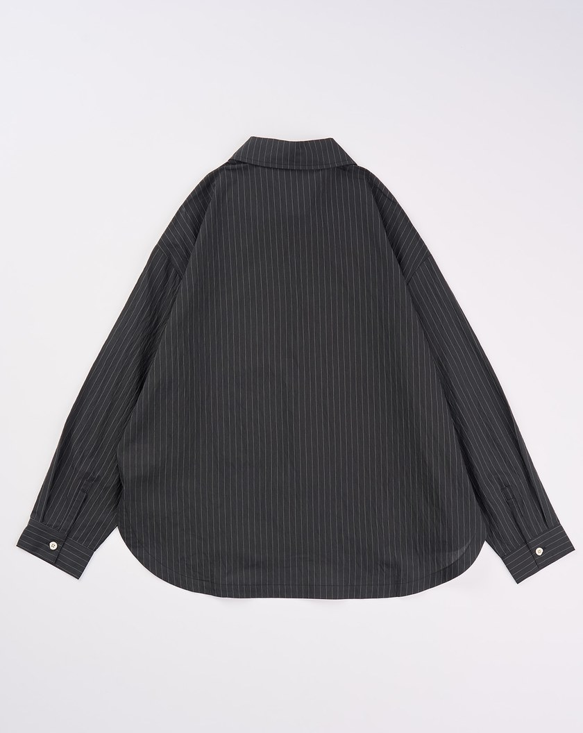 細條紋圓弧下擺長袖襯衫(兩色)