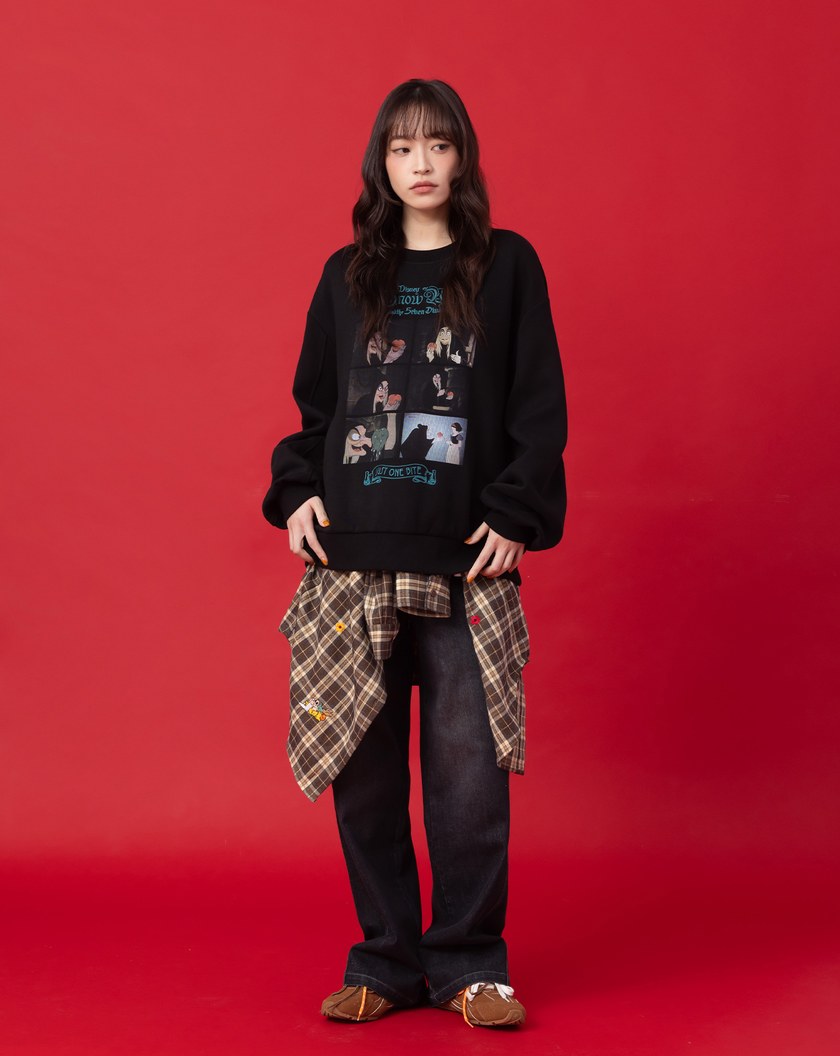 迪士尼系列 小矮人繡花復古格紋長袖襯衫(兩色)