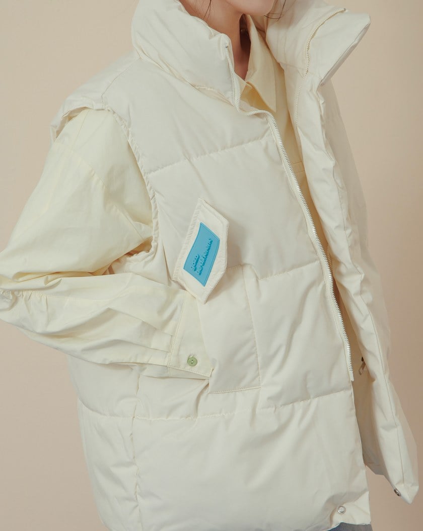 ➤防潑水可調節抽繩立領鋪棉背心(兩色)