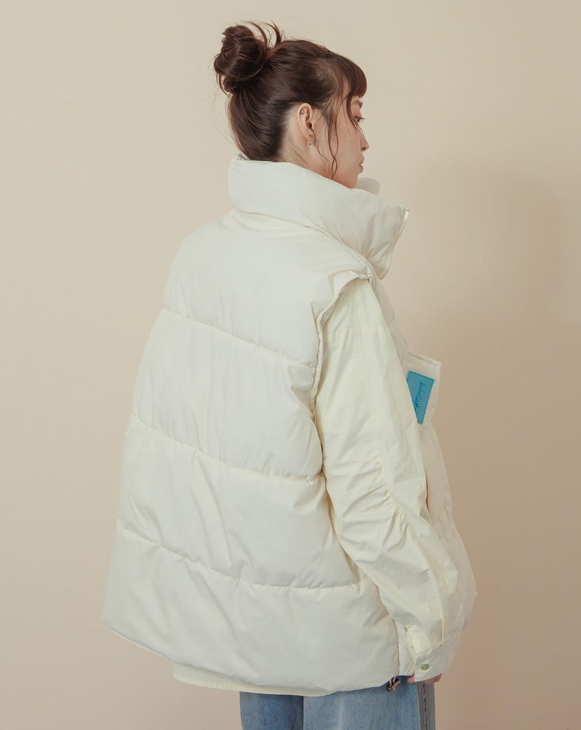 ➤防潑水可調節抽繩立領鋪棉背心(兩色)