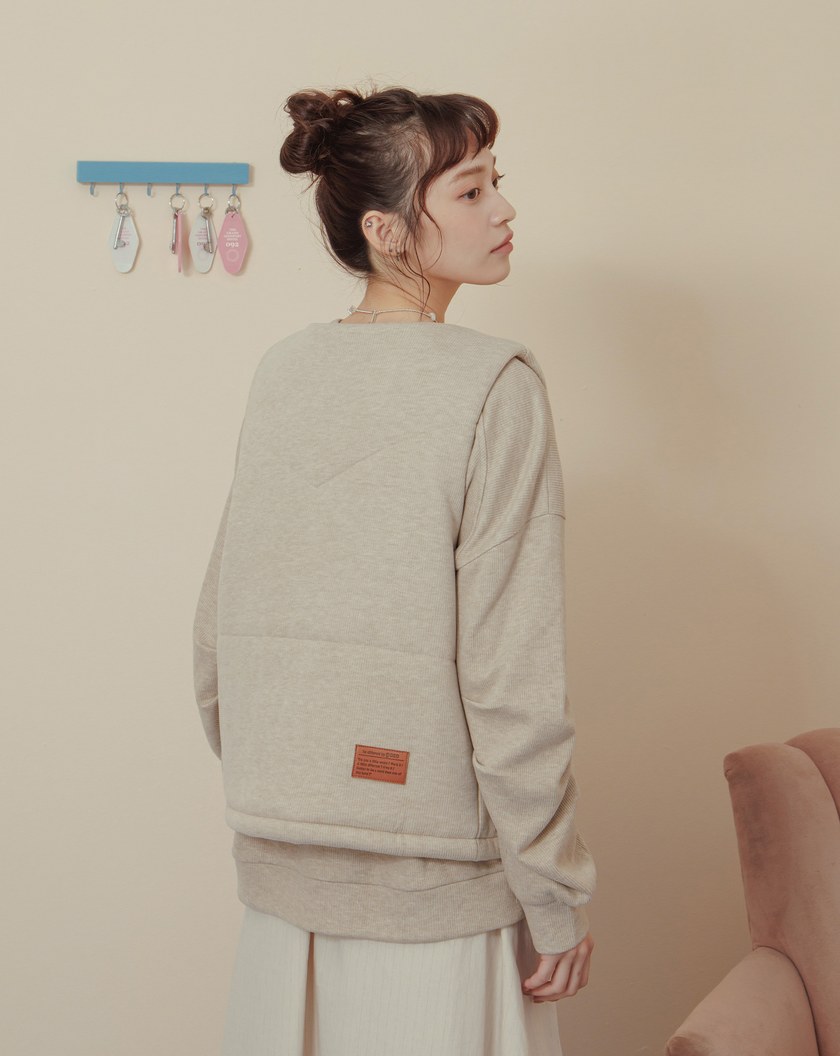 ➤仿羊絨坑條保暖拉鍊背心(兩色)