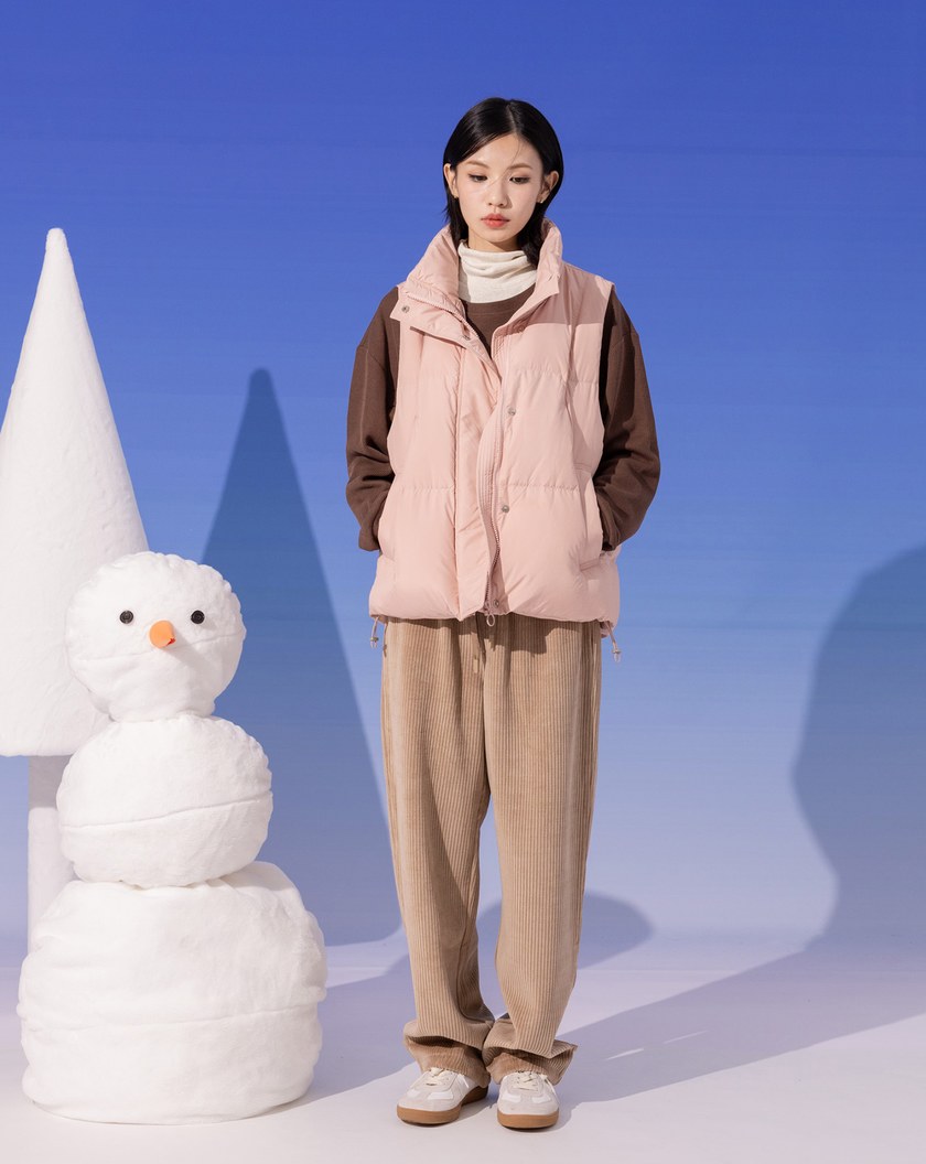 ➤下擺抽繩立領羽絨背心(兩色)