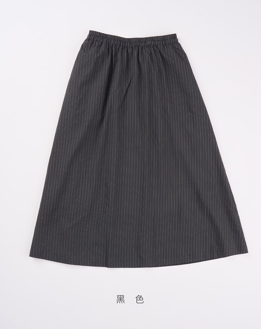 直條紋全腰鬆緊圓裙(兩色)