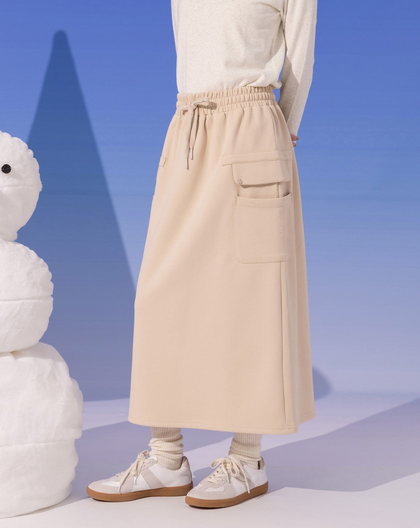 ➤雙口袋造型鬆緊針織裙(兩色)