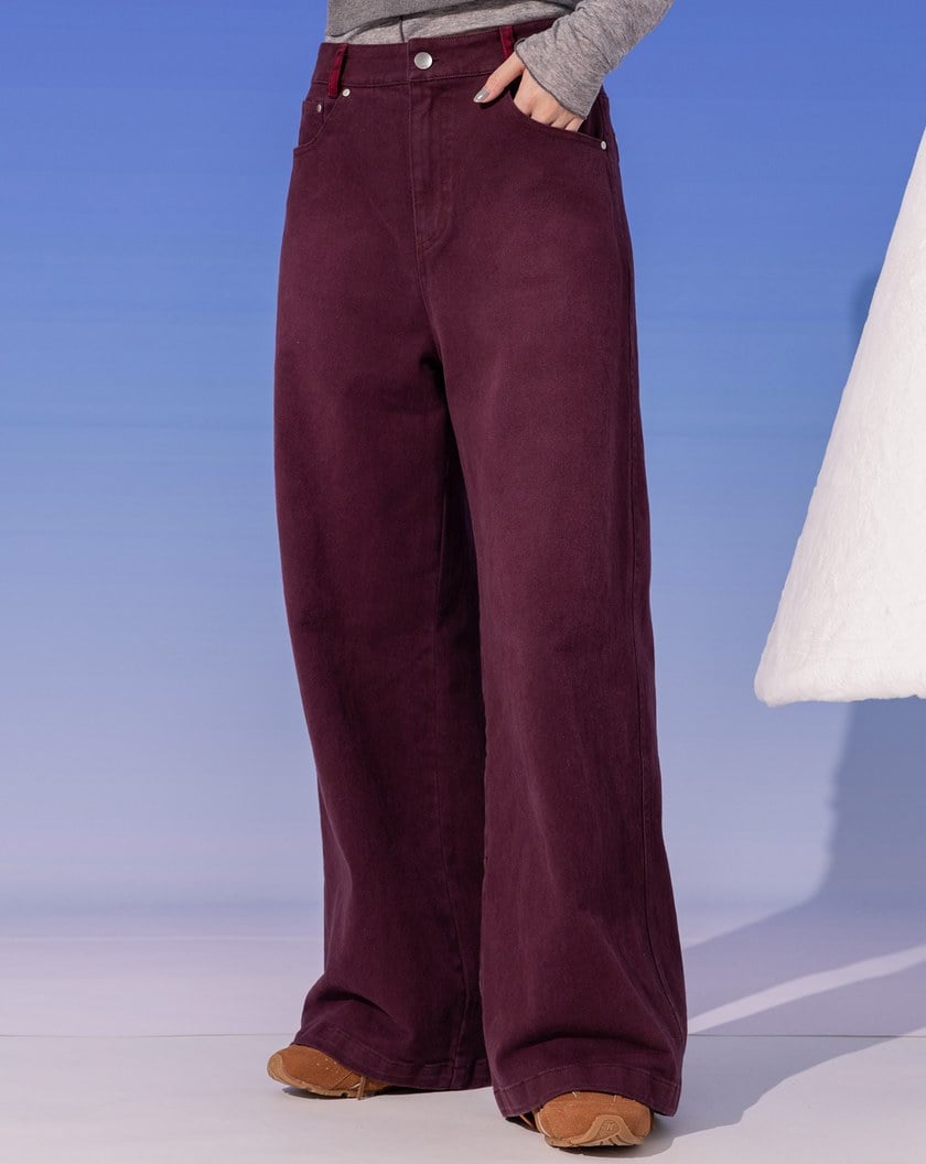 好比例豹紋拼接直筒寬褲(兩色)