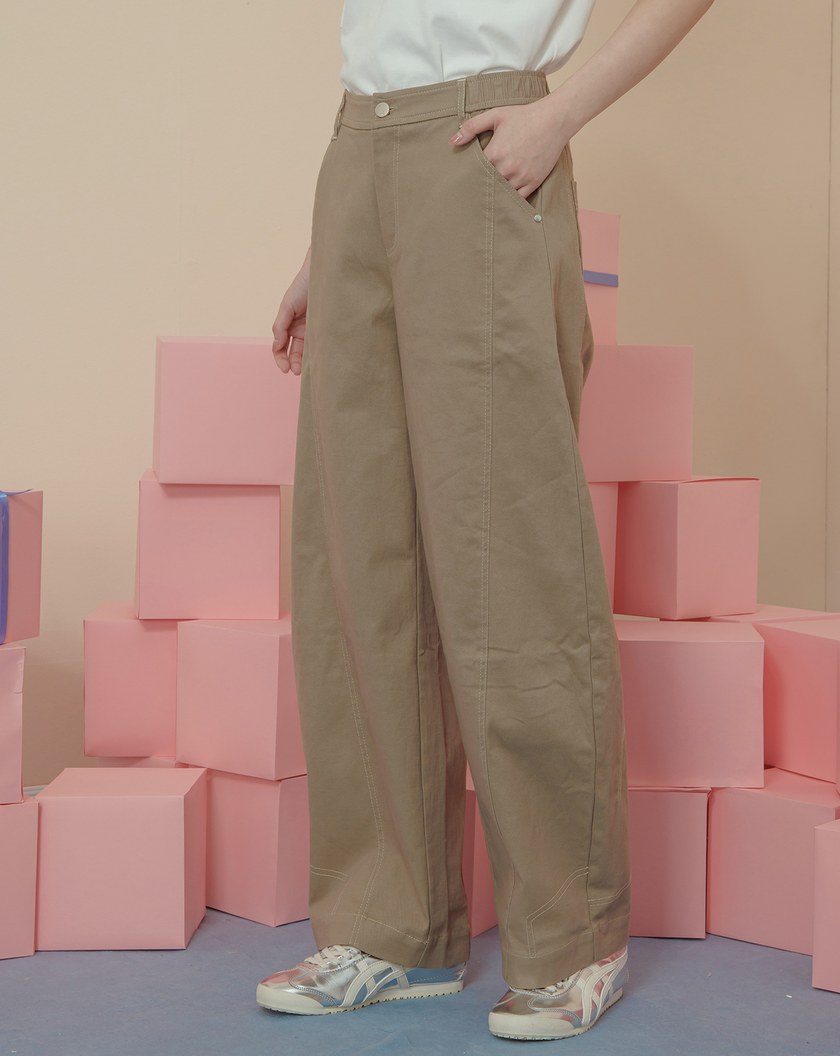 配色壓線造型剪接彎刀褲(兩色)