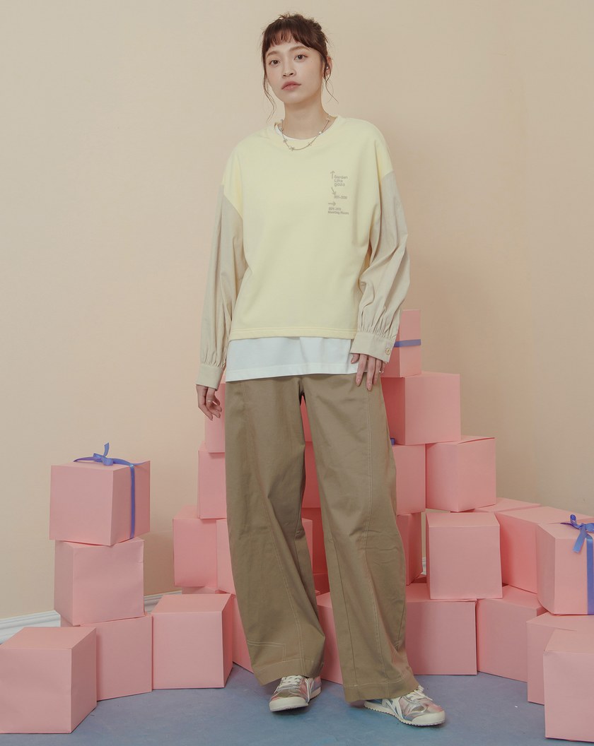 配色壓線造型剪接彎刀褲(兩色)