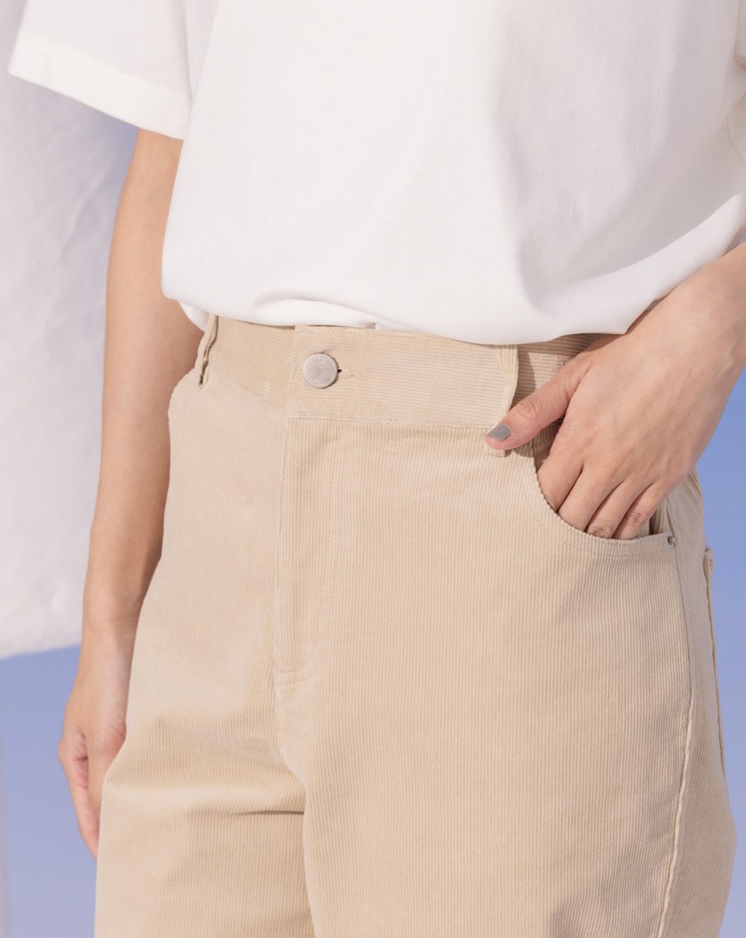 修身條絨男友褲(兩色)