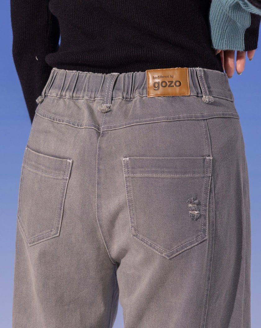 ◢shadow修容雙色拼接牛仔寬褲(兩色)