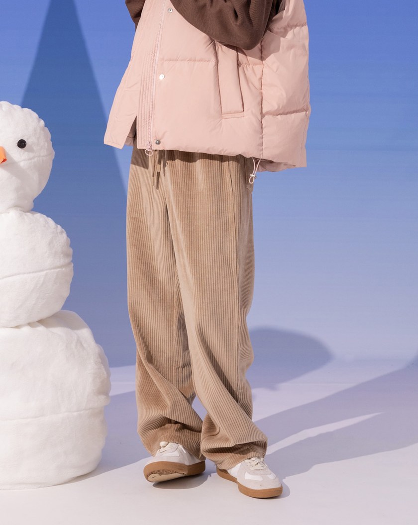 ➤顯瘦條絨抽繩鬆緊長褲(兩色)