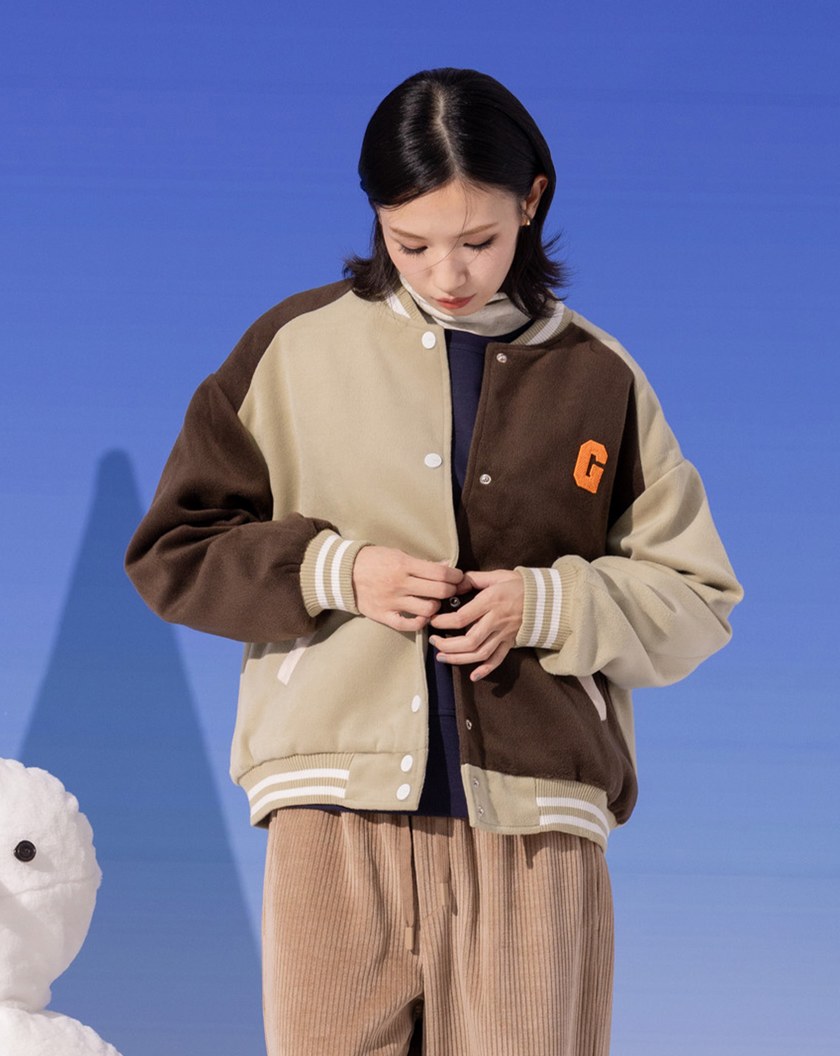 ➤G字雙色仿毛呢棒球外套(兩色)