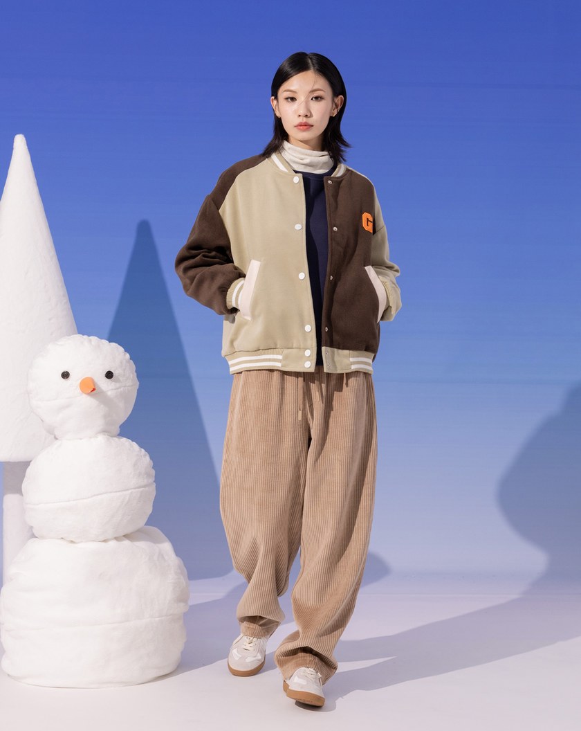 ➤G字雙色仿毛呢棒球外套(兩色)