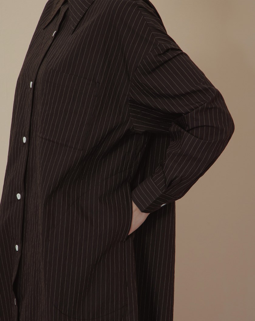 顯瘦細條紋襯衫洋裝(兩色)