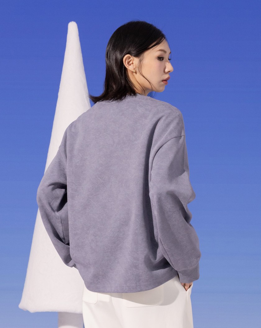 特殊蠟洗復古標語印花大學T(兩色)