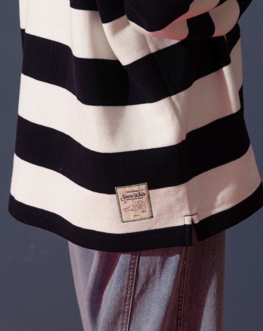 迪士尼系列 寶石繡花條紋長袖POLO衫(兩色)