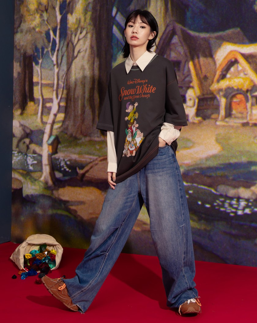 迪士尼系列 小矮人疊疊樂抗菌厚磅寬鬆T恤(兩色)