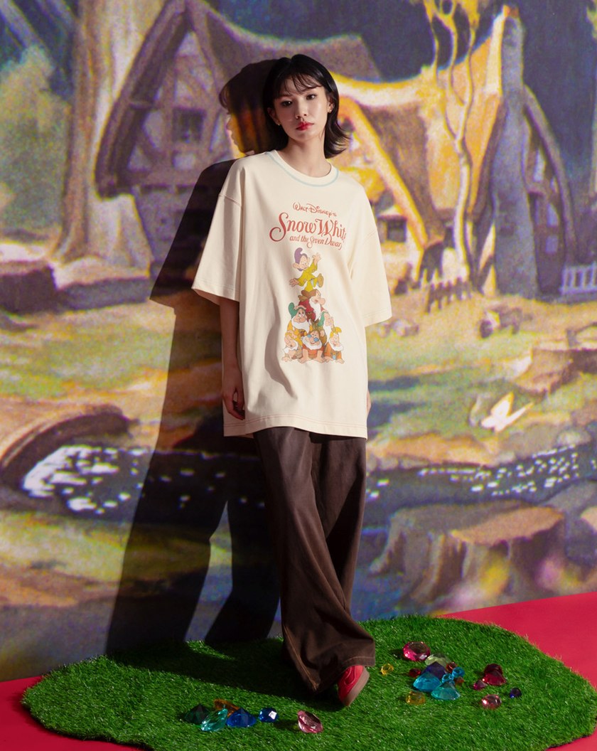 迪士尼系列 小矮人疊疊樂抗菌厚磅寬鬆T恤(兩色)