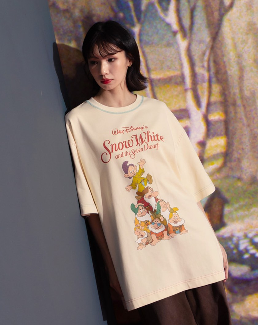 迪士尼系列 小矮人疊疊樂抗菌厚磅寬鬆T恤(兩色)