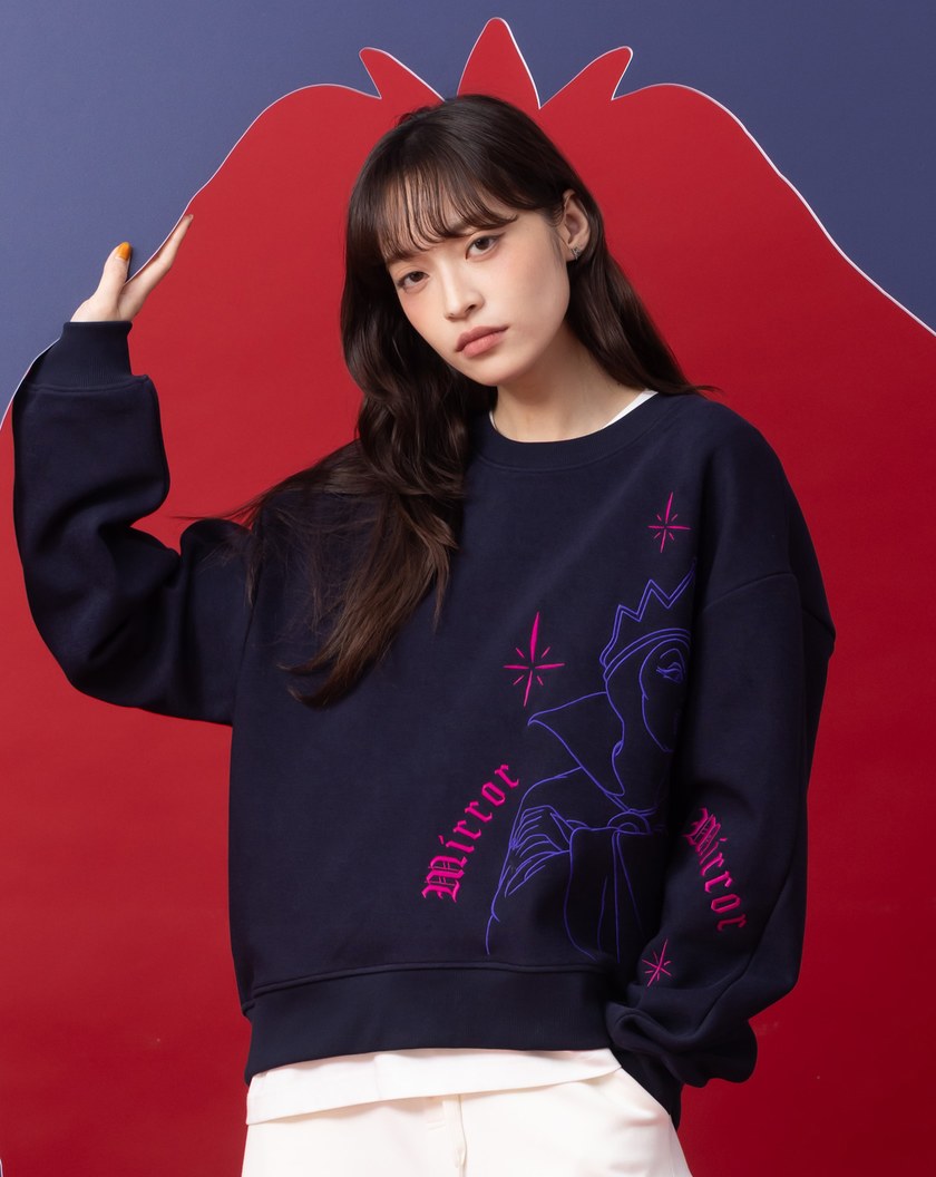 迪士尼系列 魔鏡壞皇后立體拋袖刷毛大學T