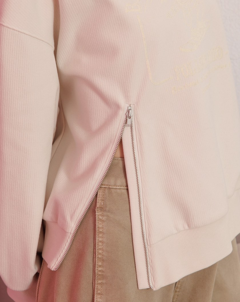 奶奶滑雪條絨拉鍊造型大學T(兩色)