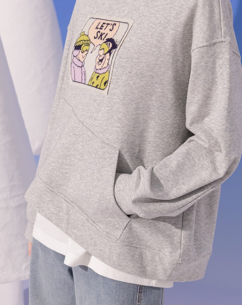 發熱LET'S SKI不對稱下擺大學T(兩色)