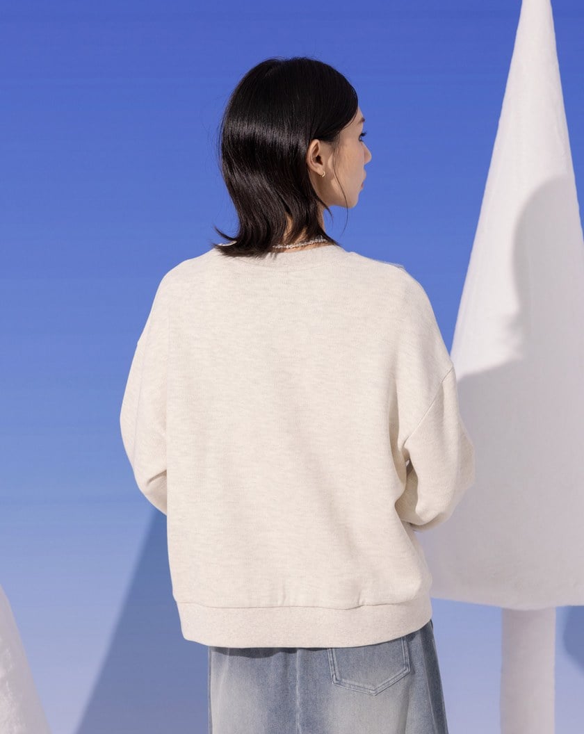 奶奶滑雪拼接毛衣織片大學T(兩色)