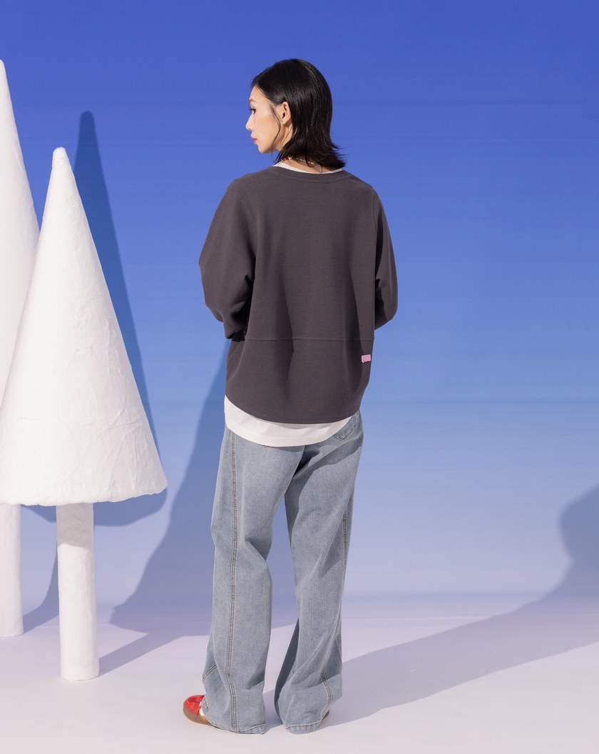 北極熊滑雪印花立體織紋大學T(兩色)