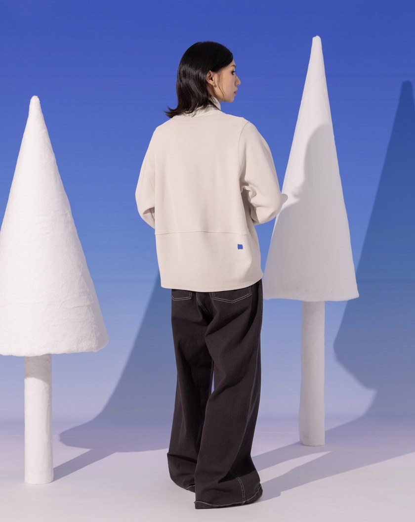 北極熊滑雪印花立體織紋大學T(兩色)