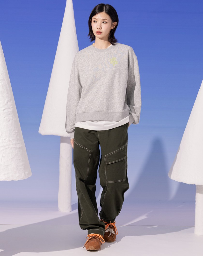 發熱斑駁印花落肩大學T(兩色)