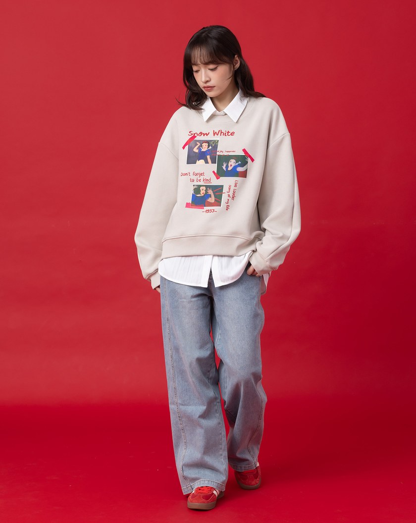 迪士尼系列 白雪公主三連拍立體拋袖大學T