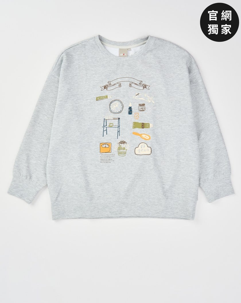 ➤繪畫風居家小物印花大學T(兩色)