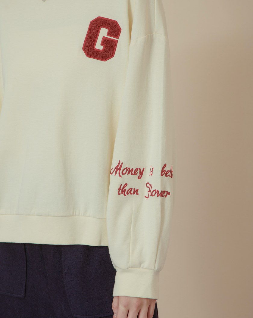 ➤G字立體繡花短版大學T(三色)