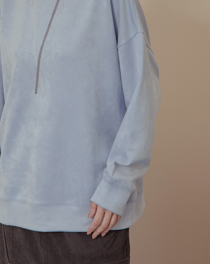 ➤配色爬線落肩大學T(兩色)