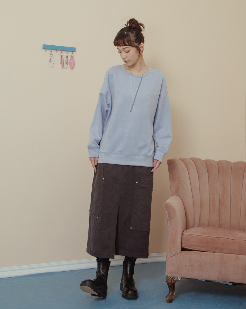 ➤配色爬線落肩大學T(兩色)