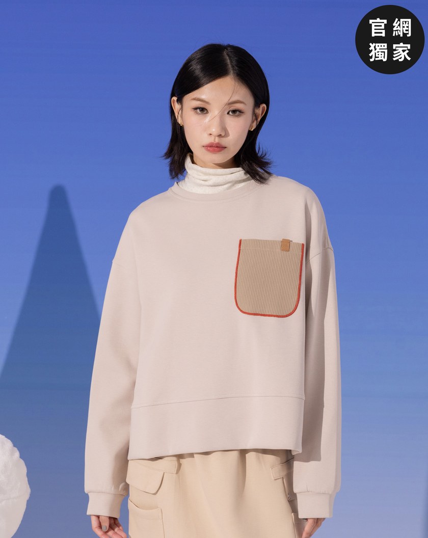 ➤裝飾口袋落肩大學T(兩色)