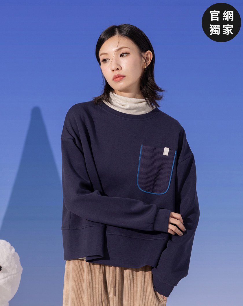 ➤裝飾口袋落肩大學T(兩色)