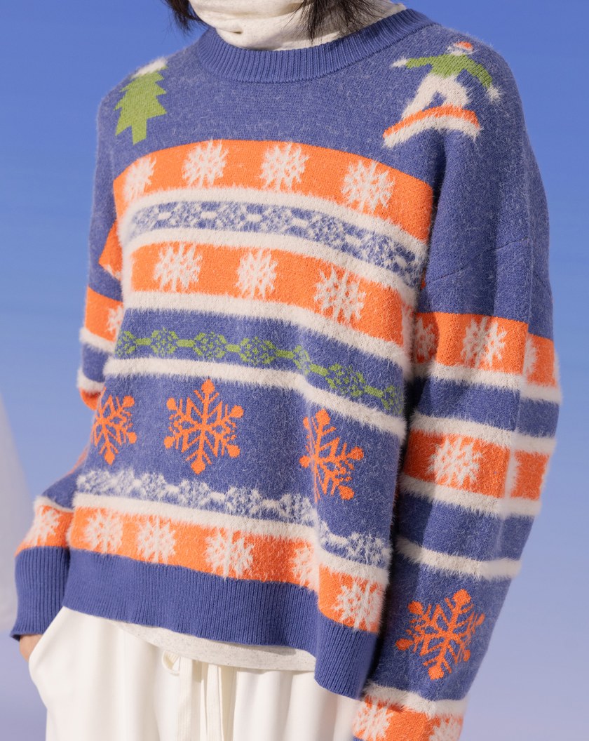 雪花圖騰毛絨毛衣(兩色)