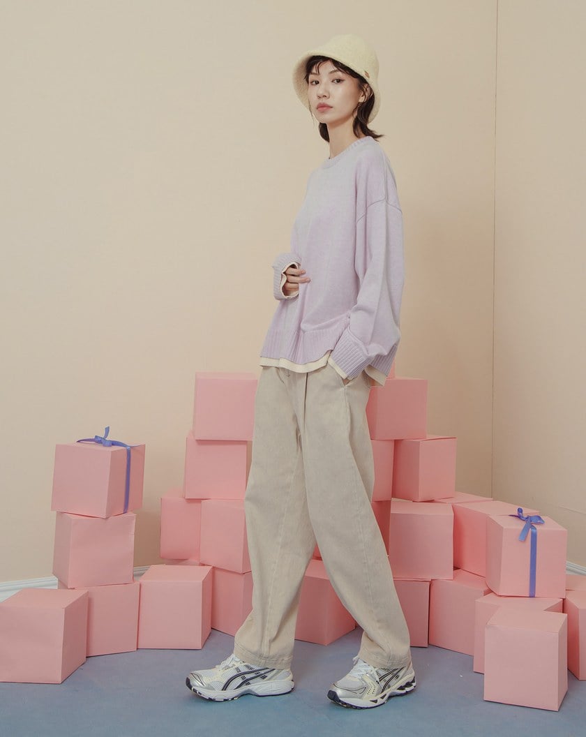 gozo皇冠繡花假兩件針織毛衣(兩色)