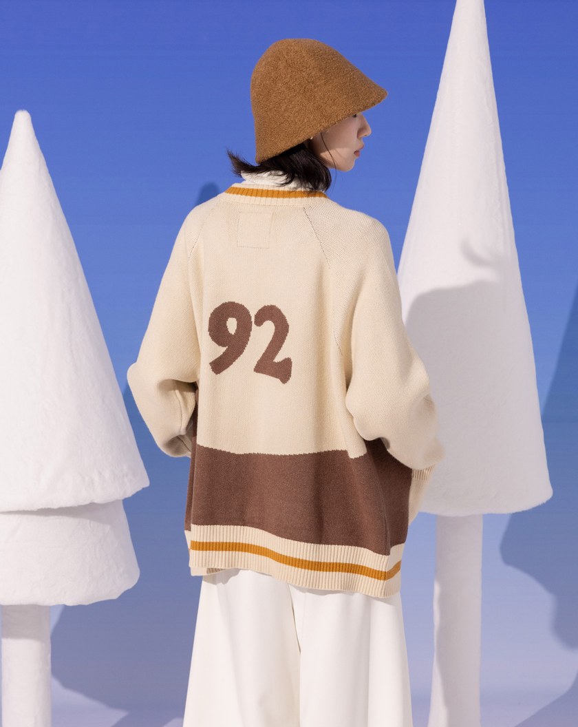 滑雪女王配色針織棒球毛衣外套(兩色)