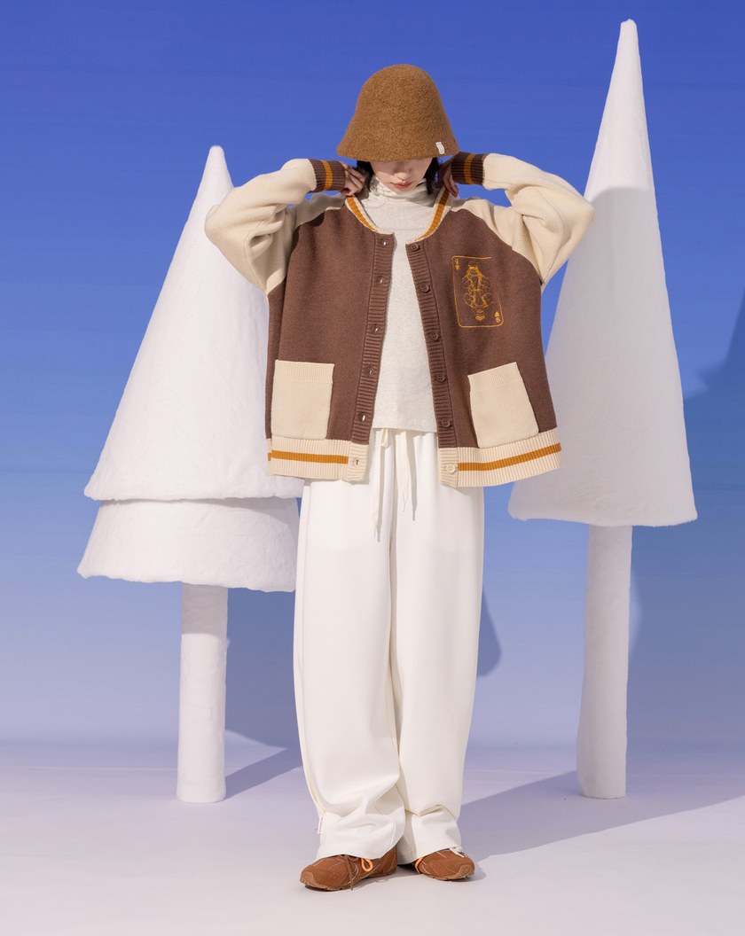 滑雪女王配色針織棒球毛衣外套(兩色)