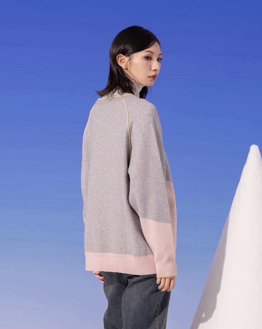 ➤抗起球色塊造型針織毛衣(兩色)