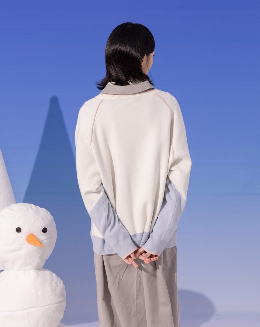 ➤抗起球色塊造型針織毛衣(兩色)