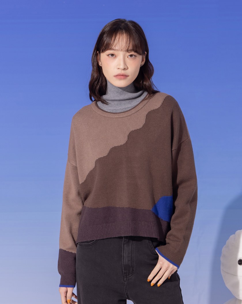 ➤抗起球色塊拼接毛衣(兩色)