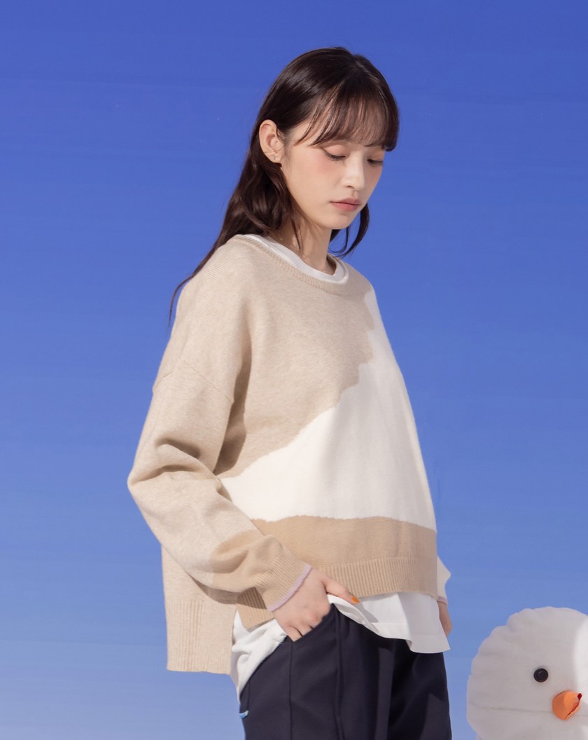 ➤抗起球色塊拼接毛衣(兩色)