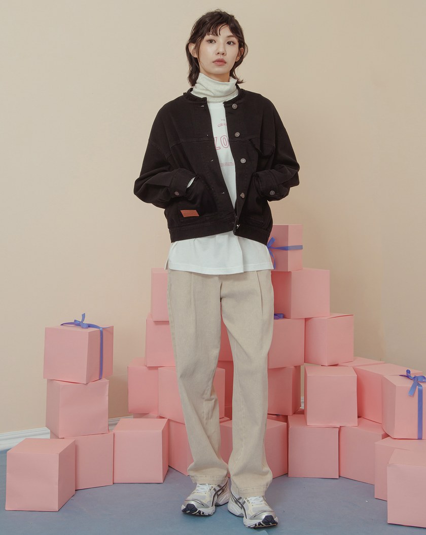 保暖絨毛內裡立領抽鬚造型外套(兩色)