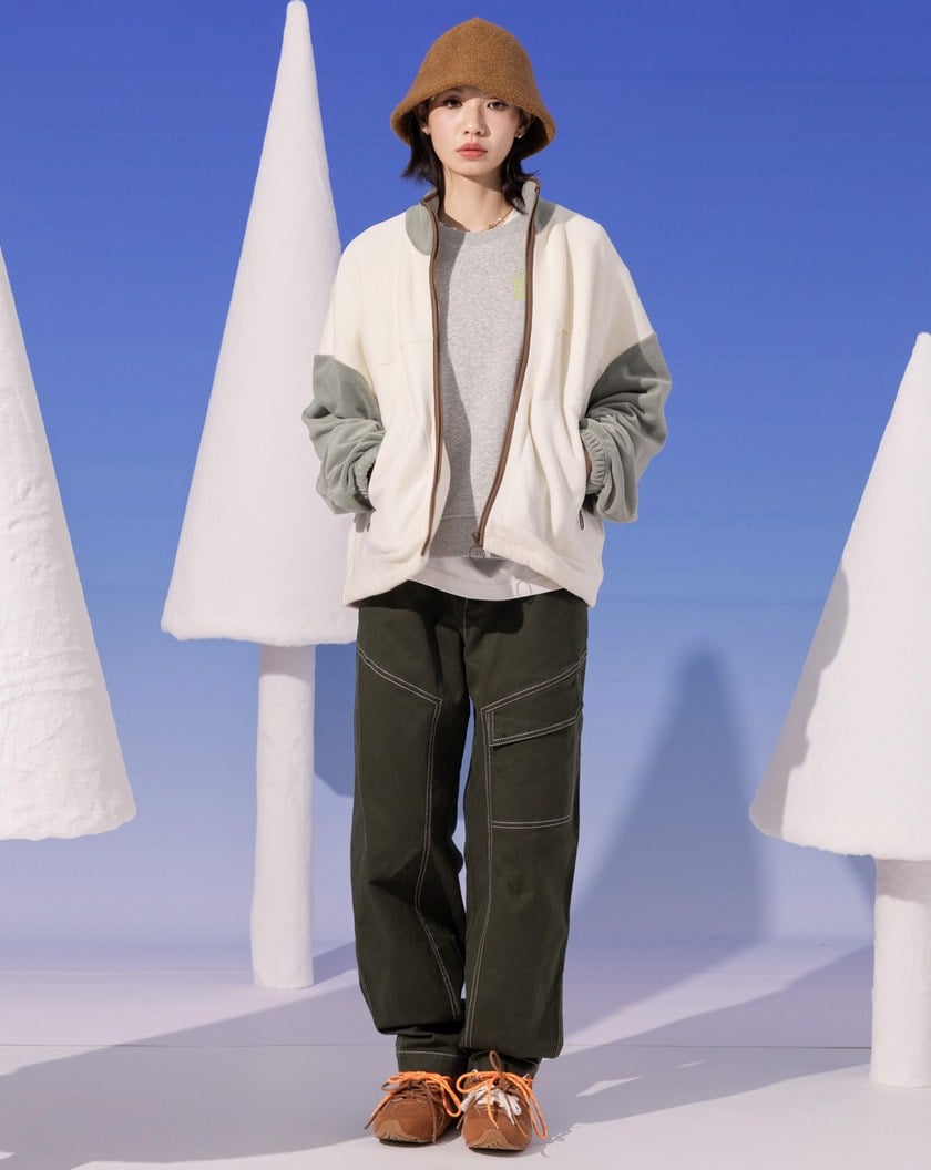 柔軟絨毛配色立領外套(兩色)