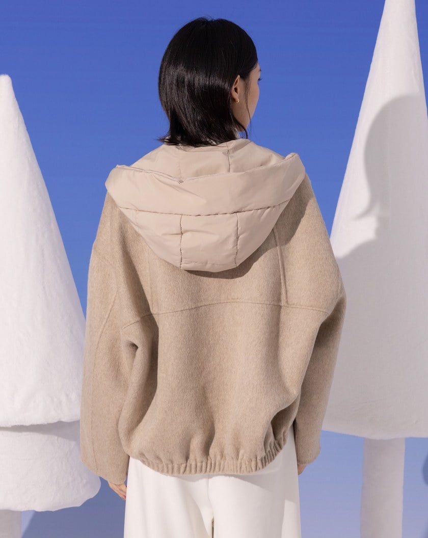 質感羊毛可拆式連帽外套(兩色)