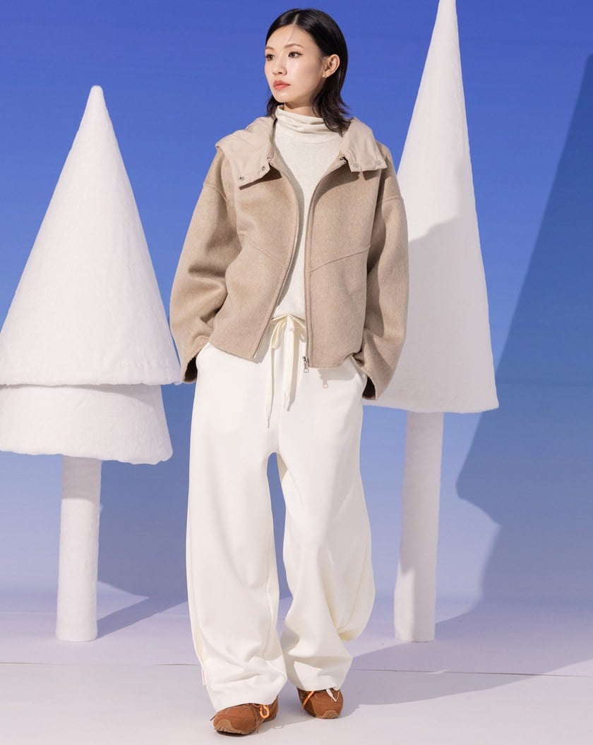 質感羊毛可拆式連帽外套(兩色)