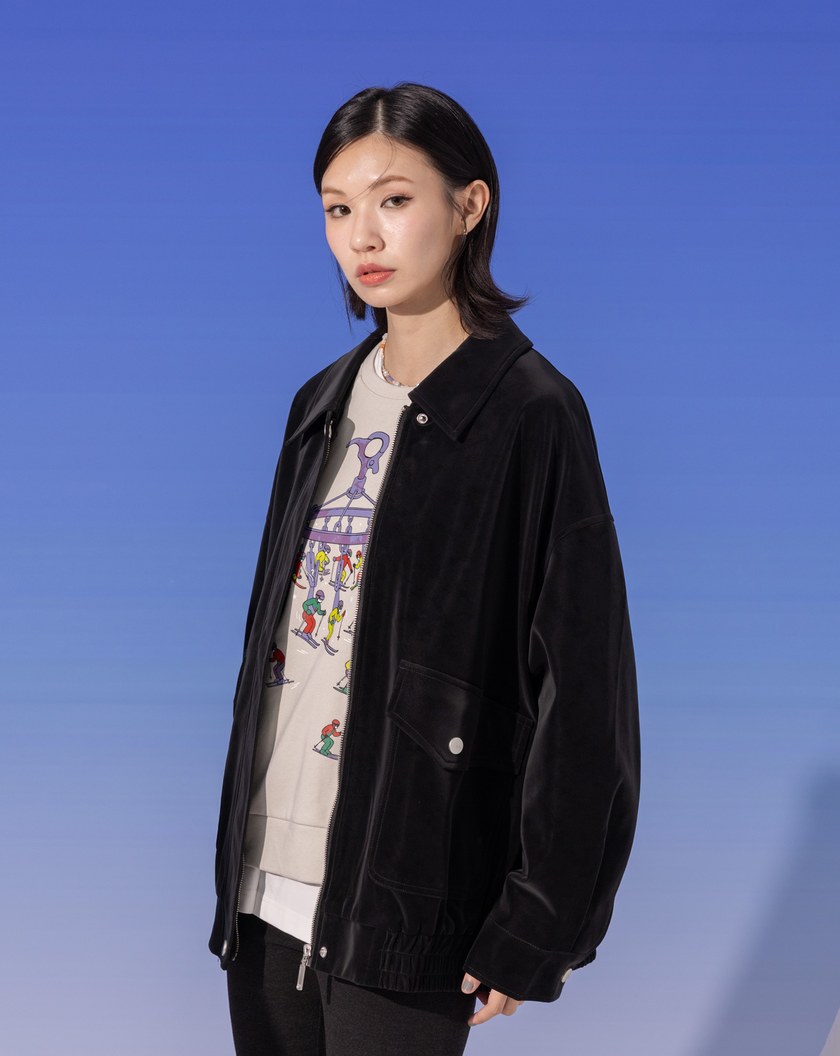 大口袋霧感仿麂皮外套